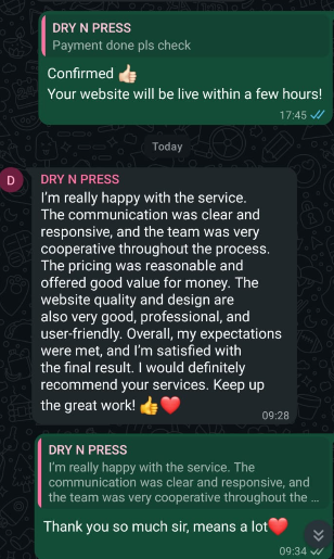 Dry N Press client review