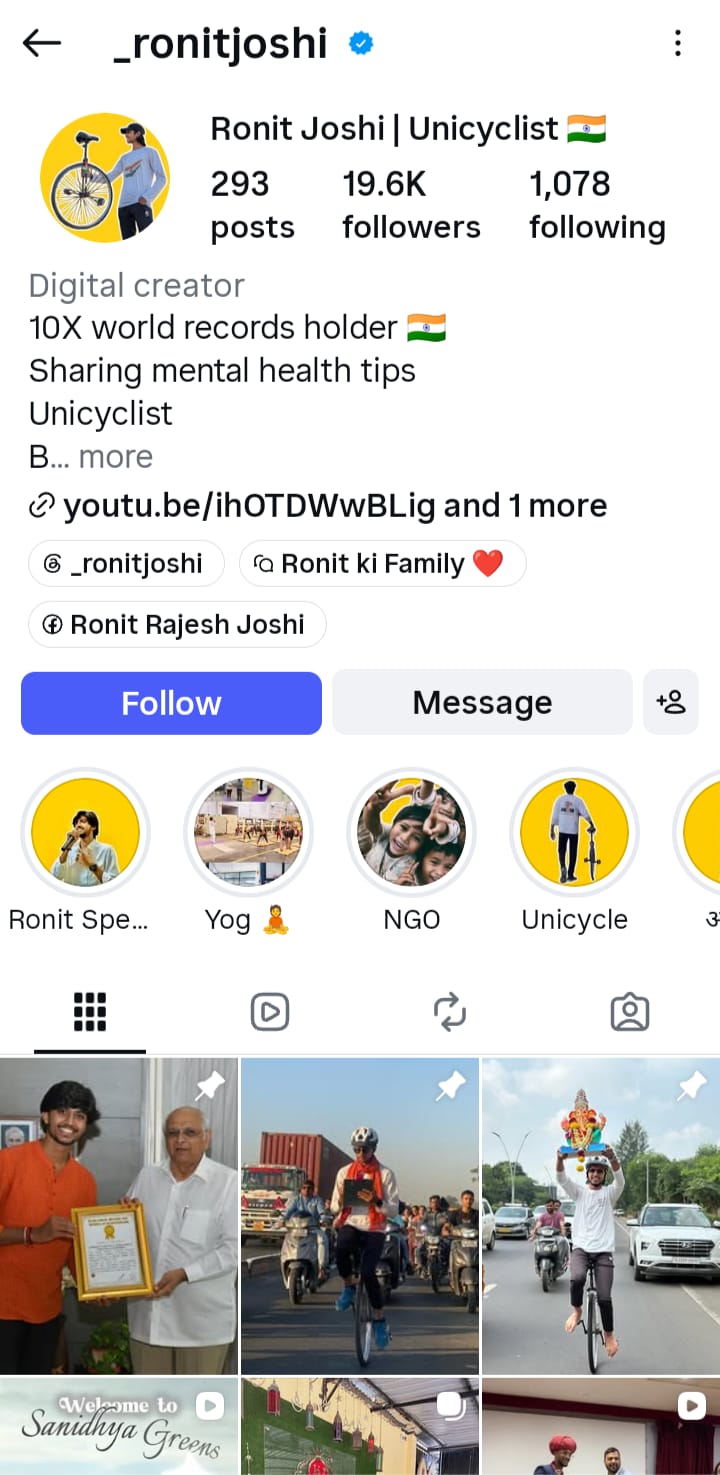 Ronit Joshi Instagram profile
