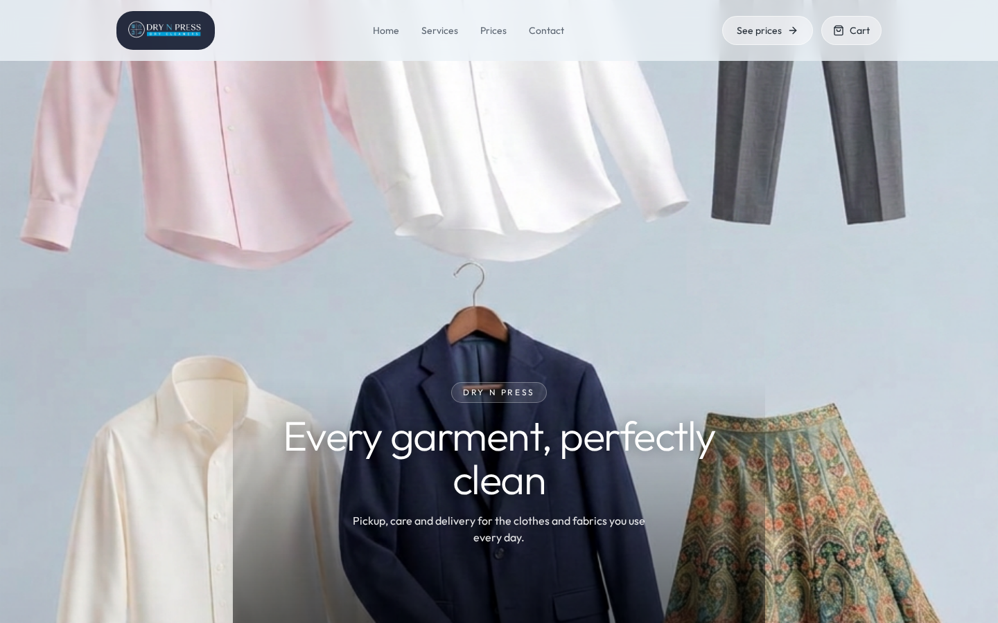 Dry N Press website homepage